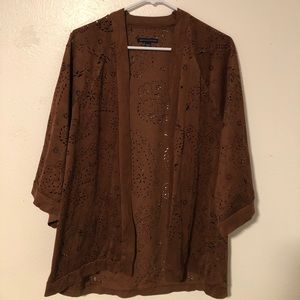 Faux suede lace cardigan